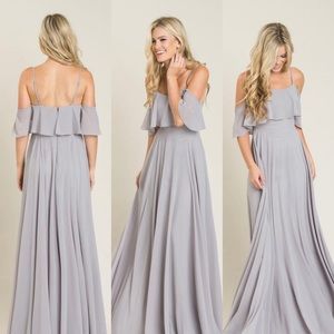 ADELE RUFFLE GRAY MAXI DRESS
